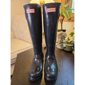 Hunter Orig Wms Tall Rain Boots Navy Blue Gloss Rubber WP Wellies 6 NEW! $190